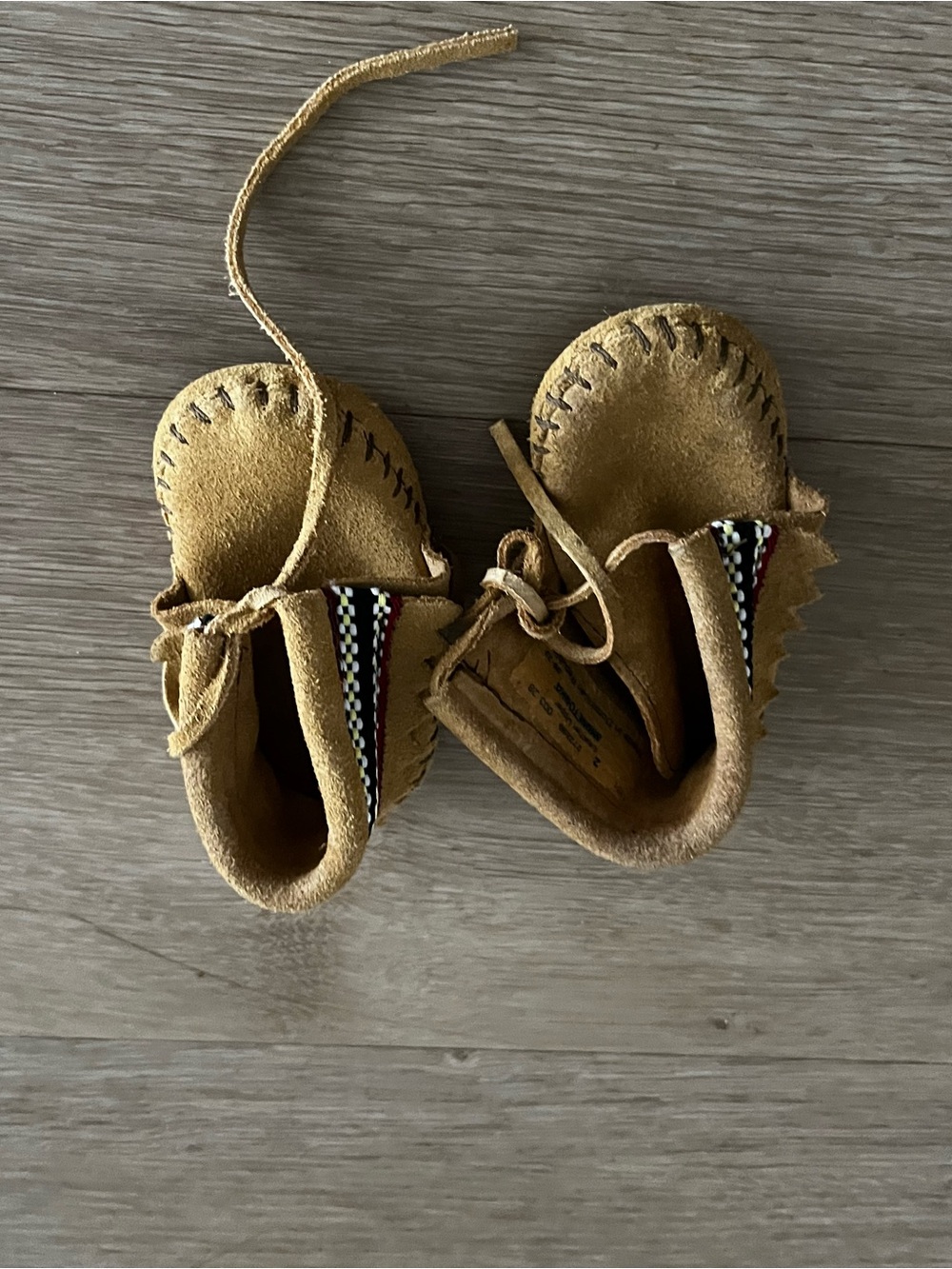 Kids Tan Suede Moccasin Boots - Soft Fringe Lace-Up
